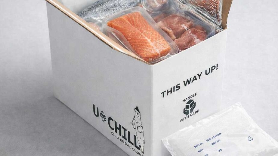 “Insulated chilled packaging box with protective liners for temperature-controlled delivery”